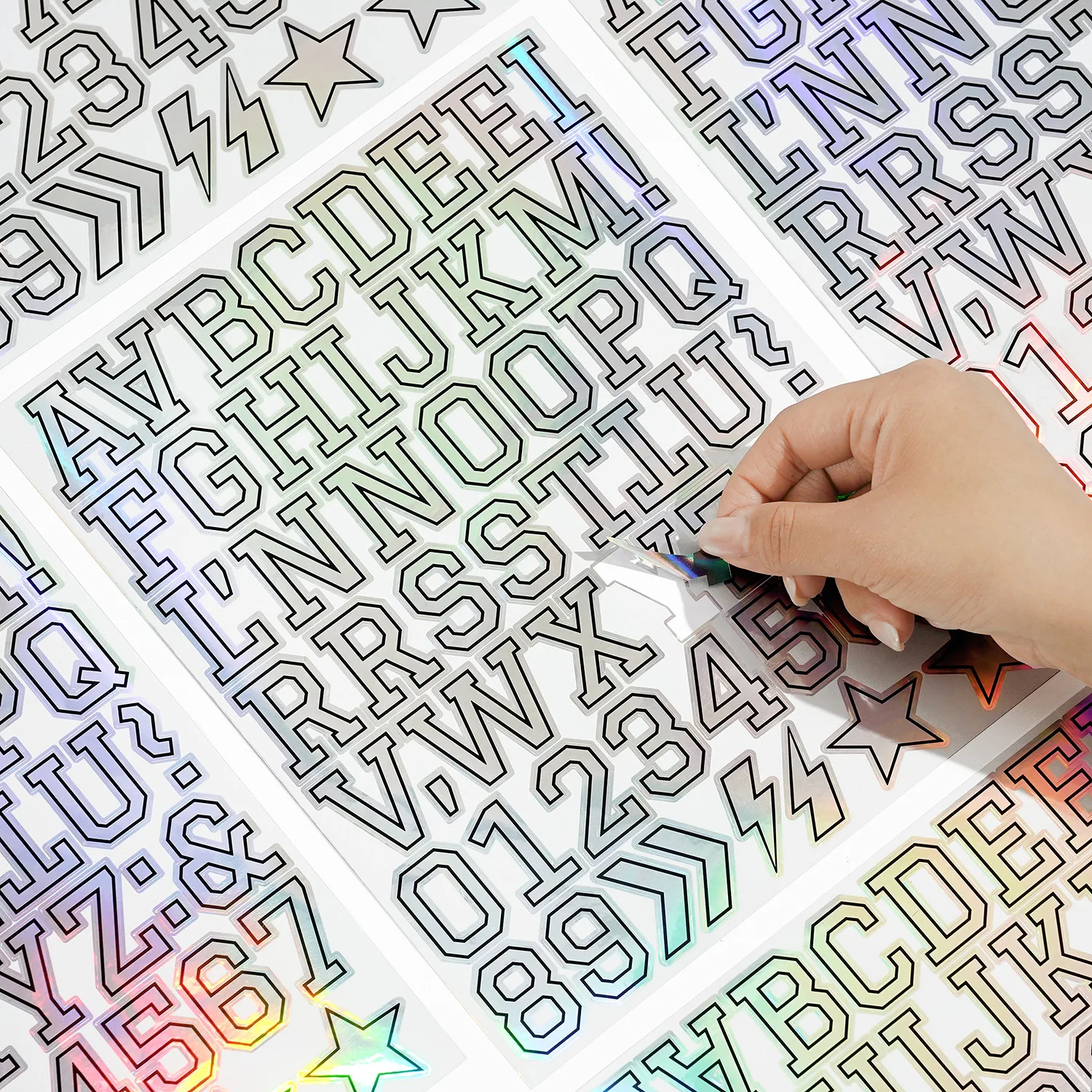 5 Sheets 1.5 Inch Laser Letter Stickers Waterproof Vinyl Varsity Alphabet Number Letter Decals for Scrapbook Bottle Craft DIY