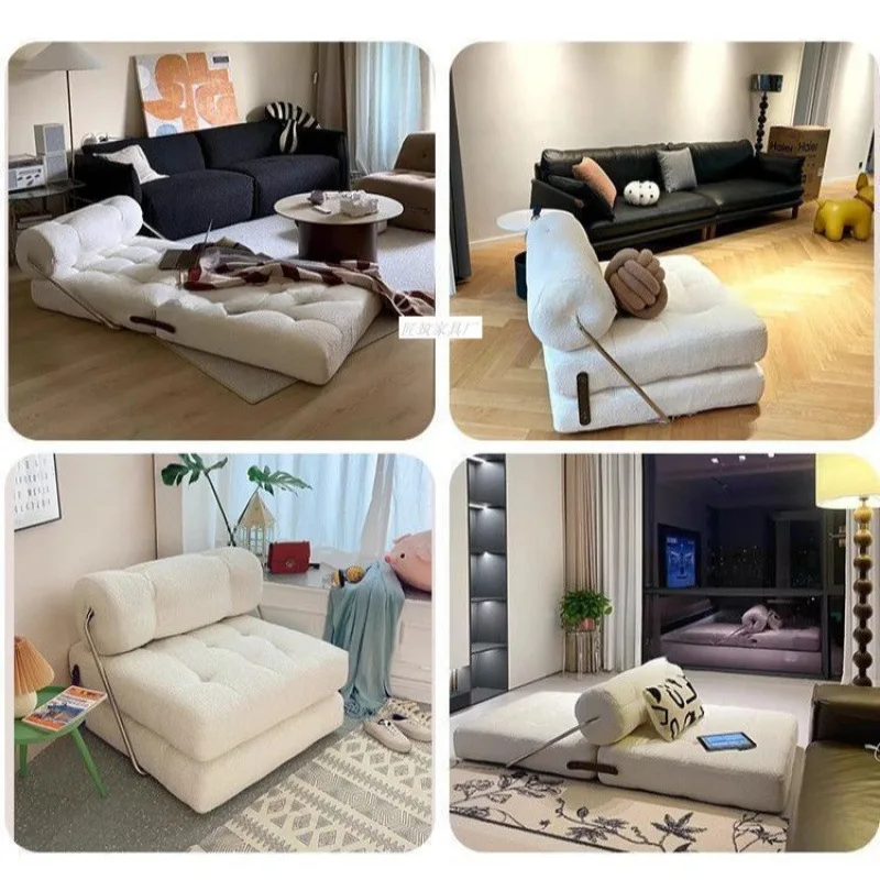 Folding dual-purpose cream wind module lazy sofa single sofa small apartment living room sofa bed
