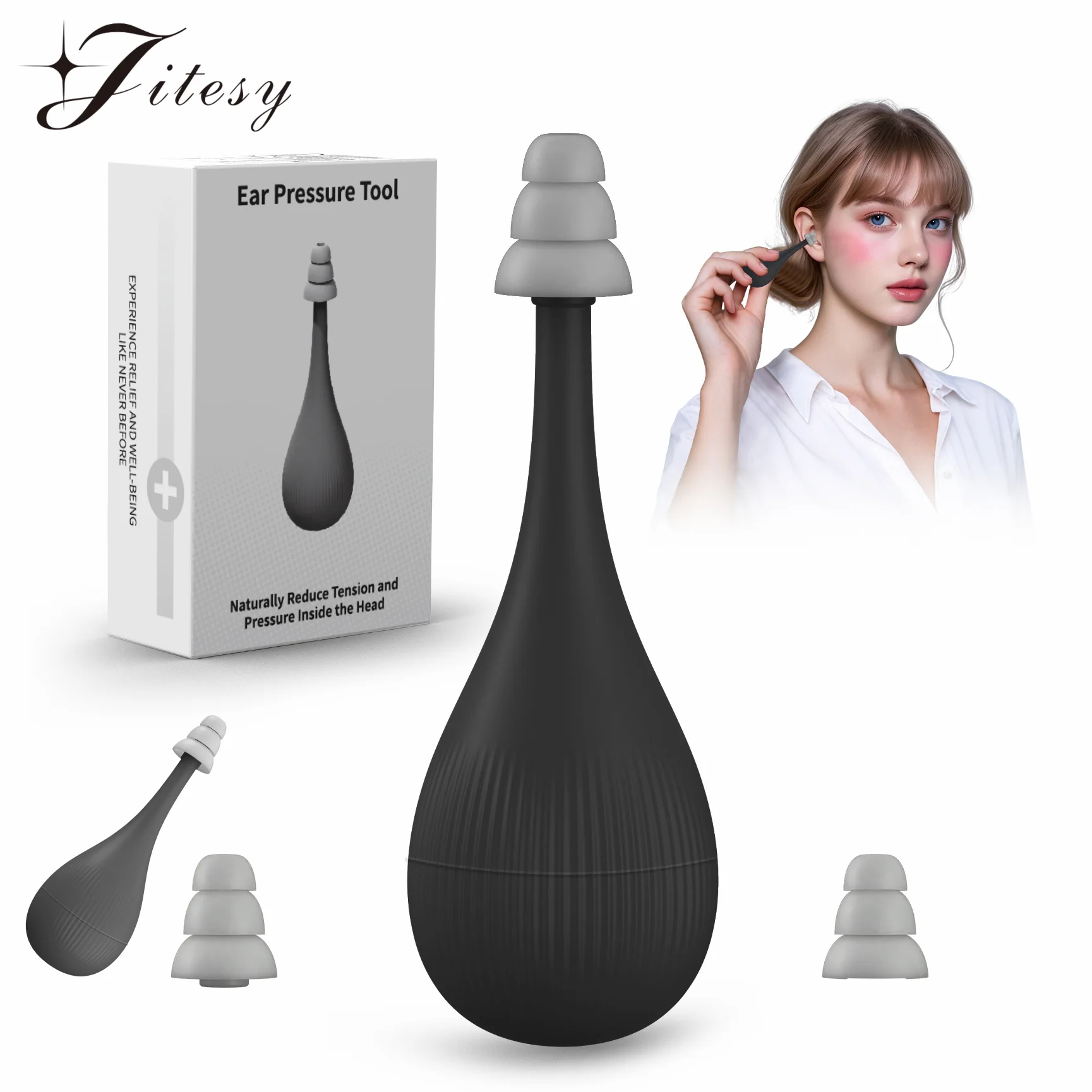 Ear Pressure Relief Tool Natural Migraine Headache Tension Pressure Relief Air Pressure Device Ear Care Health Personal Care