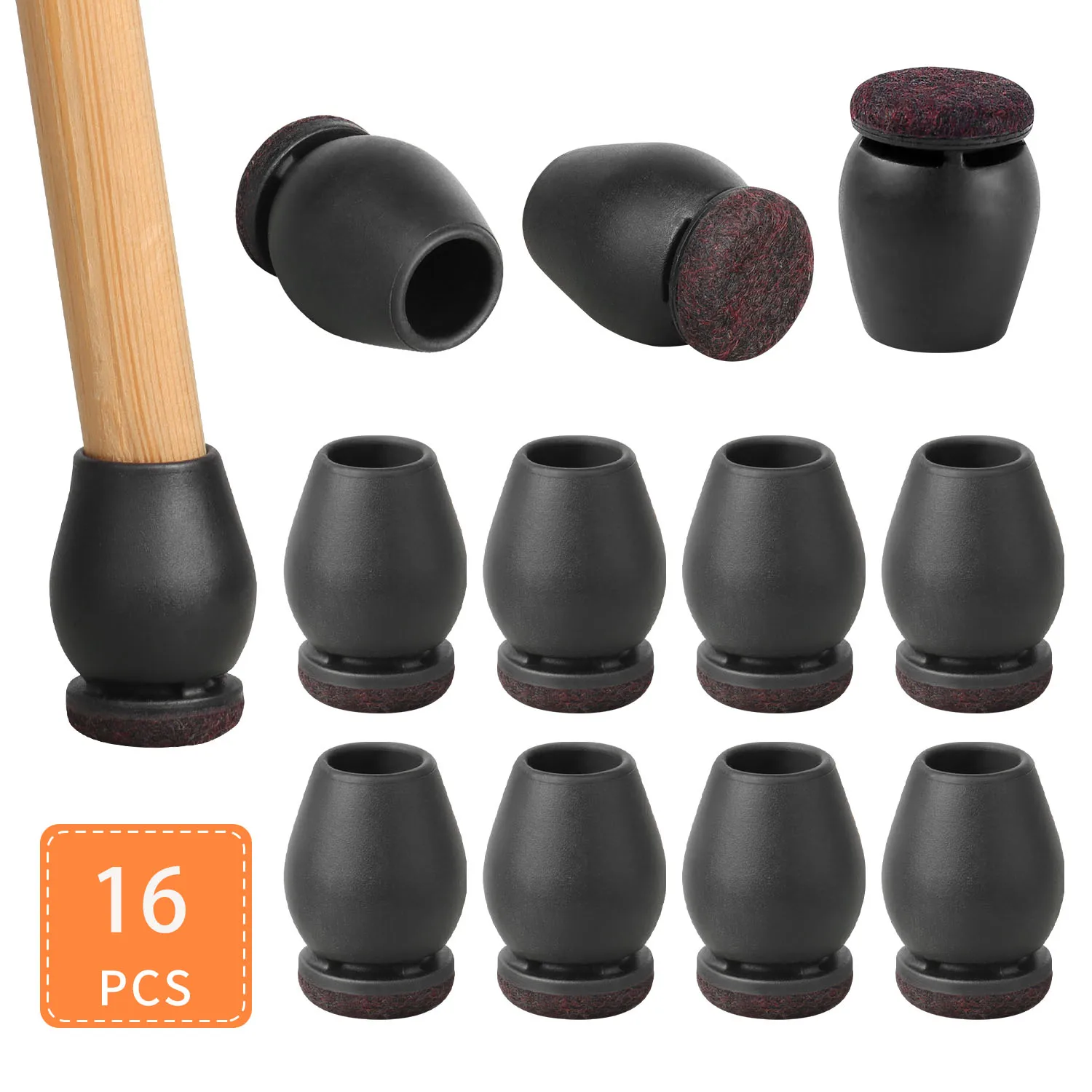 16PCS Stoelpoot Vloerbeschermers voor Hardhouten Vloeren Siliconen Vilt Meubelvoeten Pad om Houten Stoelpootdop te beschermen Geluid verminderen