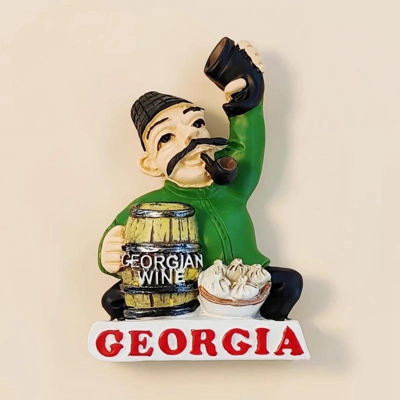 Georgia Wine Bucket Uncle Handmade Painted Resin Fridge Magnets Tourism Souvenirs Refrigerator Magnetic Stickers Gift