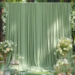 1PC Sage Green Soft Polyester Backdrop Curtain for Wedding Party  Birthday Baby Shower Photography Home Decor Background