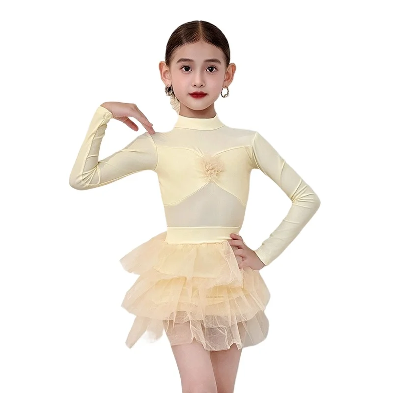 Traje De Baile Latino Para Niños Vestito da ballo latino per bambini Vestito da pratica per ragazze Vestito latino Abiti da ballo latino per le donne