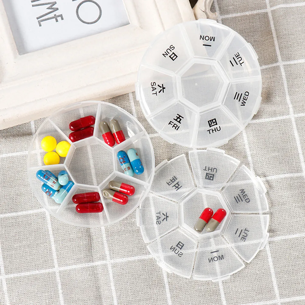 5Pcs Weekly Portable Medicine Box 7 Compartments Pill Organizer Storage Dispenser Holder for Travel Health Care Use