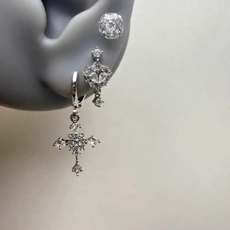Luxury Shiny Drop Earrings for Women Y2K Heart Shape Dangle Earrings Statement Fashion  for Party Wedding Daily Wear