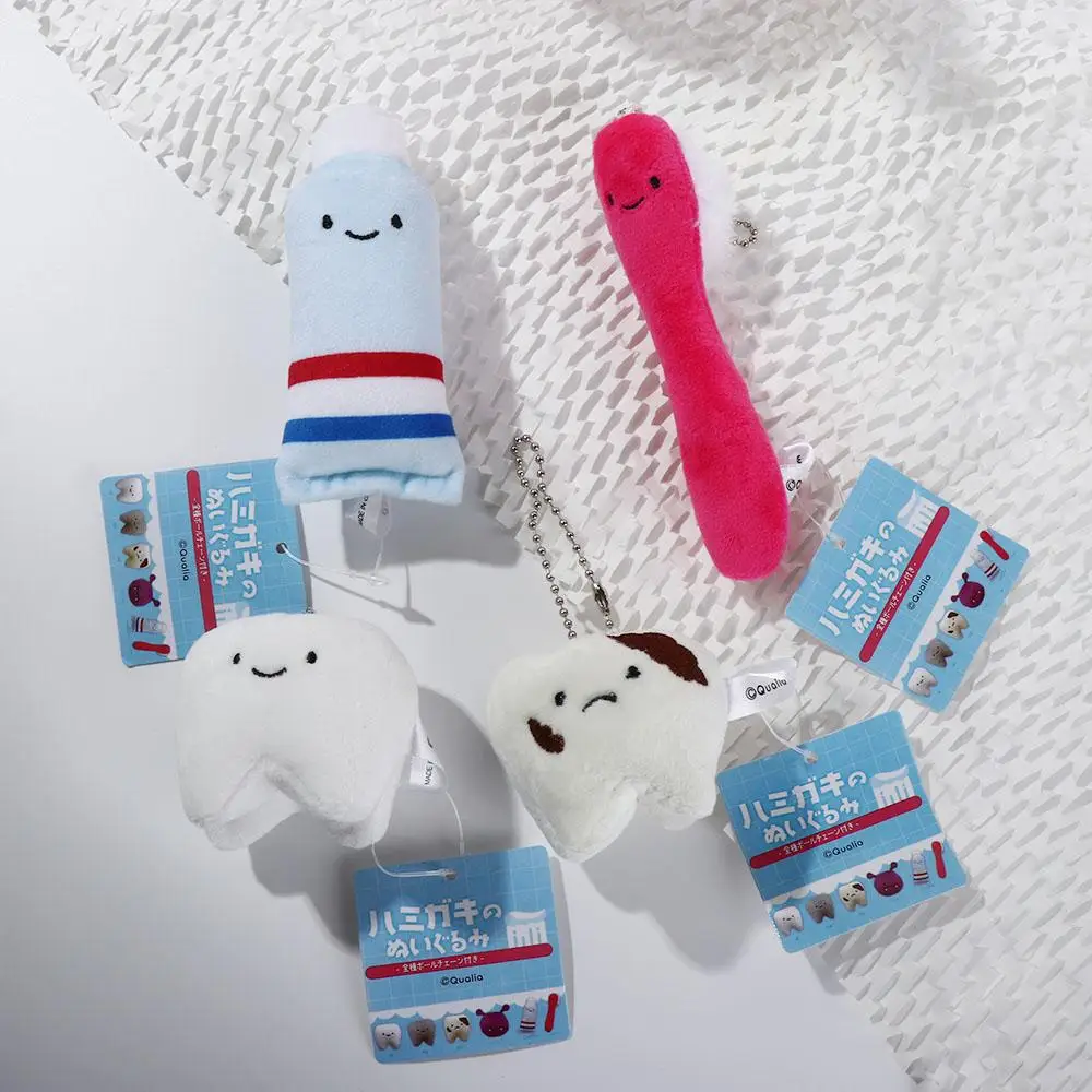 

Fashion Soft Teeth Plush Keychain Plush Stuffed Toothbrush Care for Teeth Pendant Cartoon Toothpaste Couple