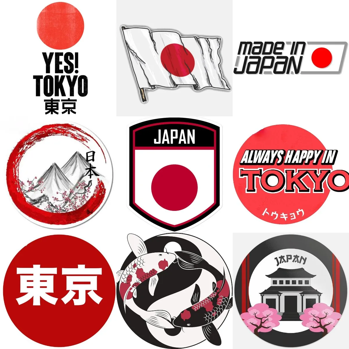 Customizable Tokyo Japan Flag Map PVC Sticker for Helmet Table Wall Room Truck Motorcycle Camper Van Bicycle Off-road Car