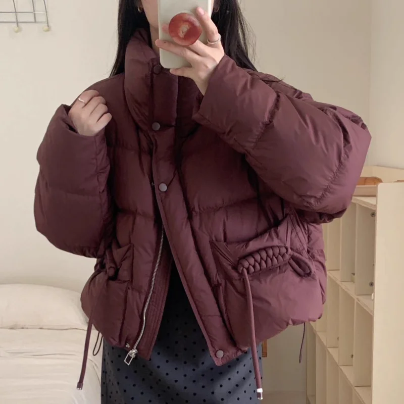 سترة نسائية قصيرة مع غطاء للرأس - 2025 نمط جديد فضفاض مناسب، عصري، تنحيف، متعدد الاستخدامات، سميك، معطف دافئ عصري