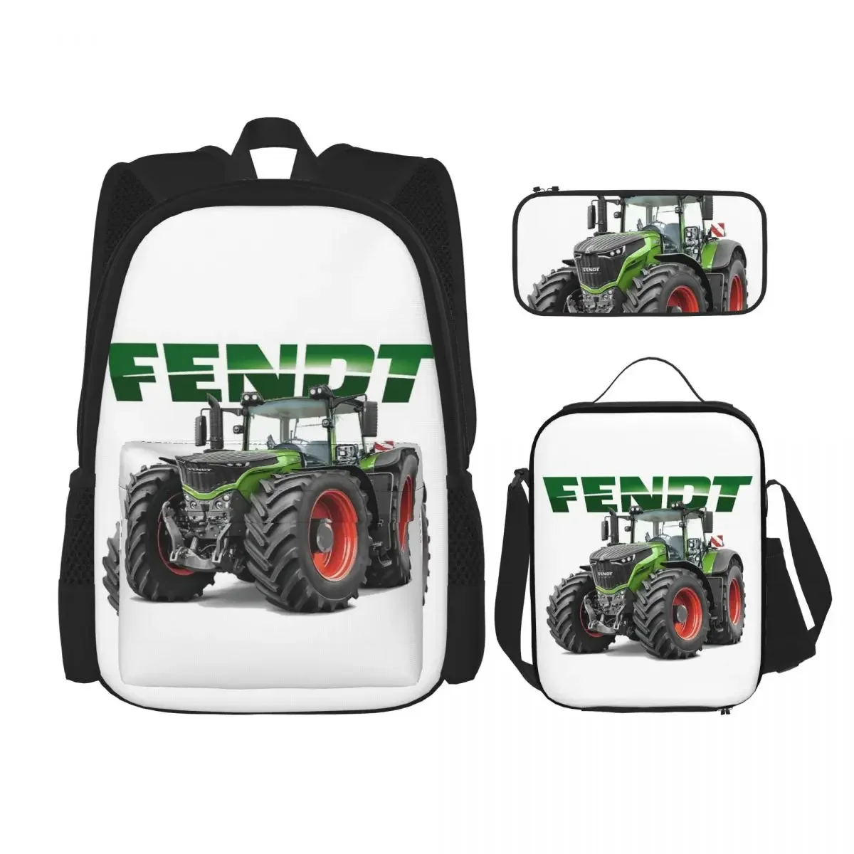 Fendt German Tractors Backpacks Boys Girls Bookbag Children School Bags Cartoon Kids Rucksack Lunch Bag Pen Bag Three-Piece Set