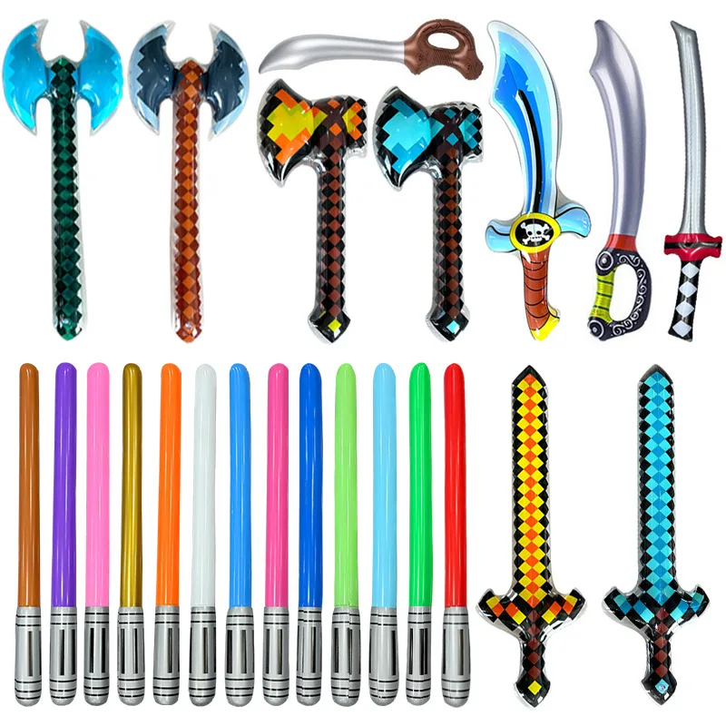 Opblaasbare wapens - Pixel Diamond Swords, houwonden, hatchets, assen, drieten Kinderspeelgoed Verjaardagscadeau Ballon ﻿