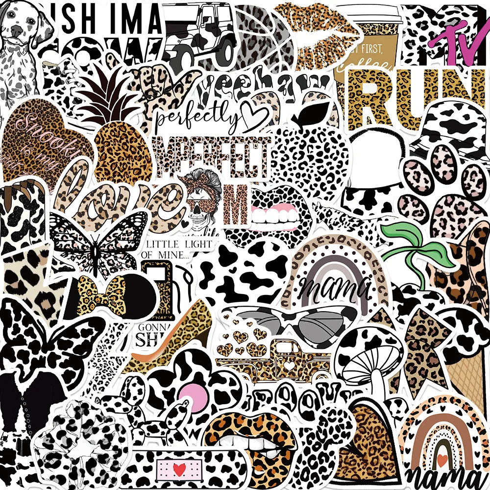 10/30/50PCS Aesthetic Leopard Print Style VSCO Ins Stickers Phone Suitcase Fridge Guitar Skateboard Sticker Toy DIY Decals Gift