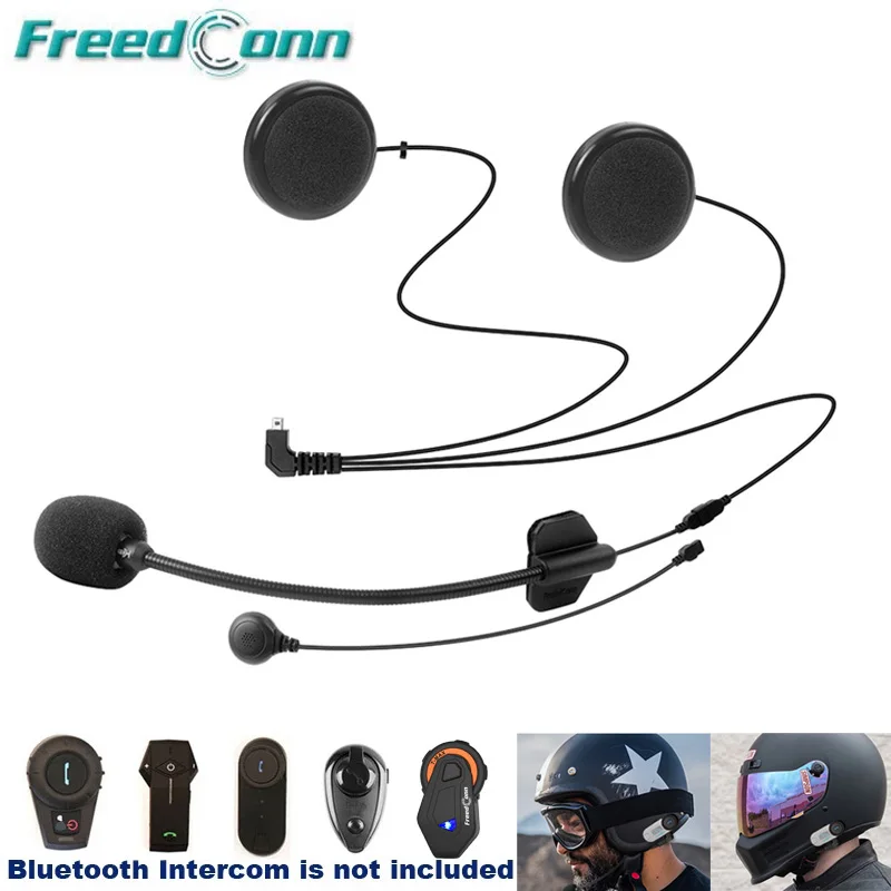 Freedconn Motorcycle Intercom Soft Hard Earphone Mic Accessories for T Com SC FDC-01 VB COLO T Max T Rex Full Open Face Helmet