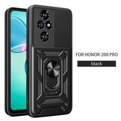 For Honor 200 Pro Case With Slide Lens Cover Rotating Ring Shockproof Stand Holder Phone Case for Honor 90 Lite 200 Lite