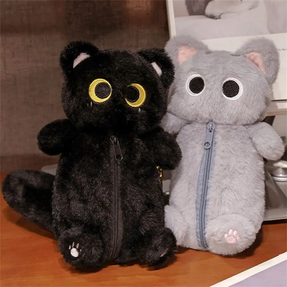 

Siamese Cat Plush Pencil Case Large Capacity Stuffed Animal Stationery Bag Pen Storage Bag Cute Design Cat Pencil Bag