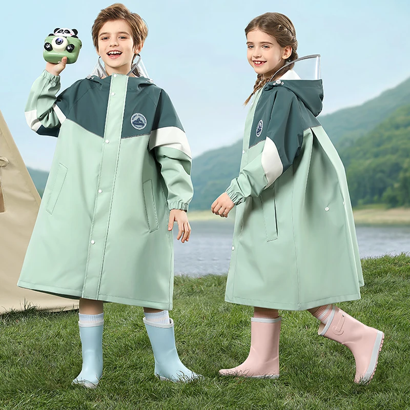 Children's Fabric Raincoat for Boys and Girls School Students Backpacks Raincoats Raincoat Kids Schoolbag Waterproof Raincoat