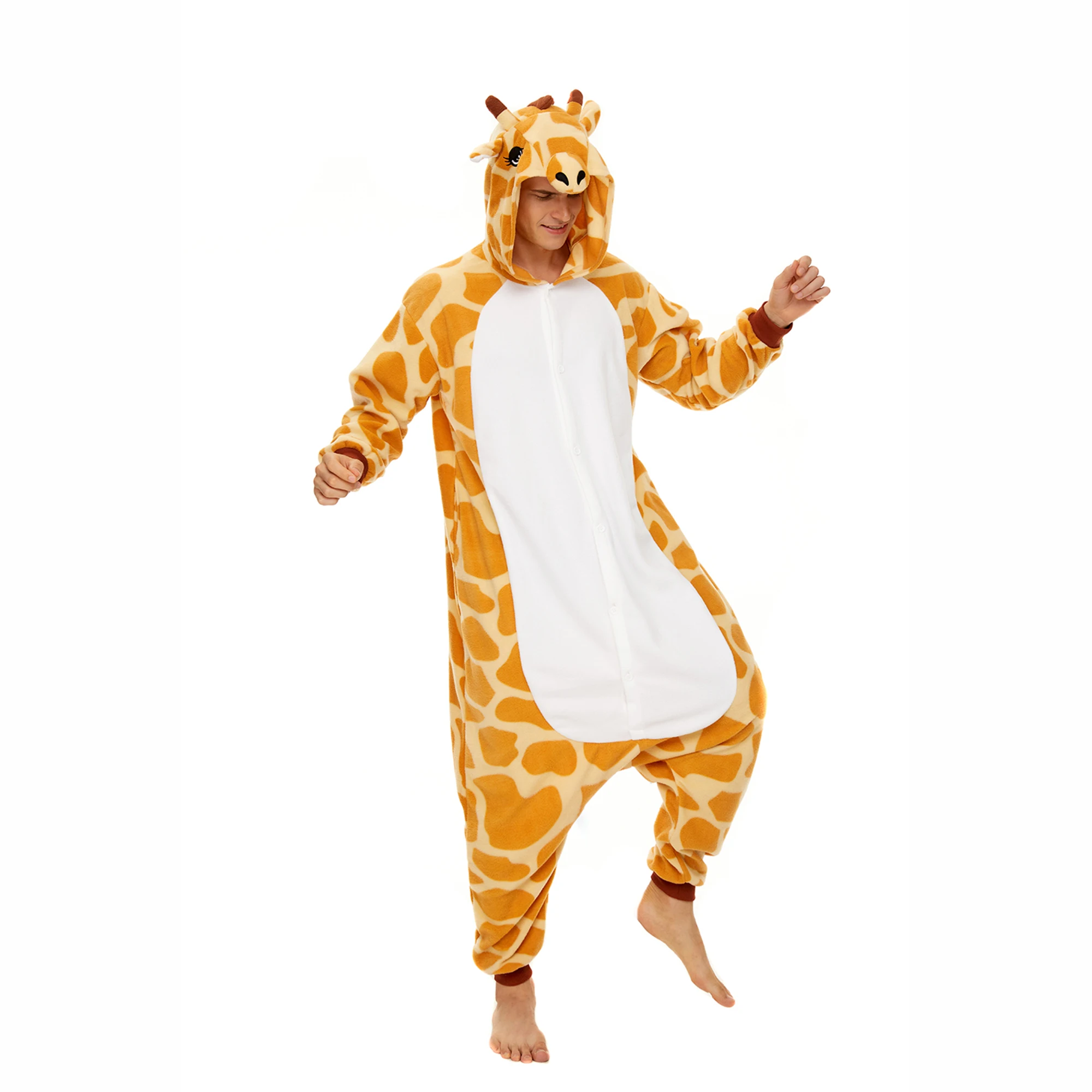 CANASOUR Giraffe Onesie Costumes For Adults Men Halloween Christmas Animal Cosplay Sleepwears One Piece Pyjamas