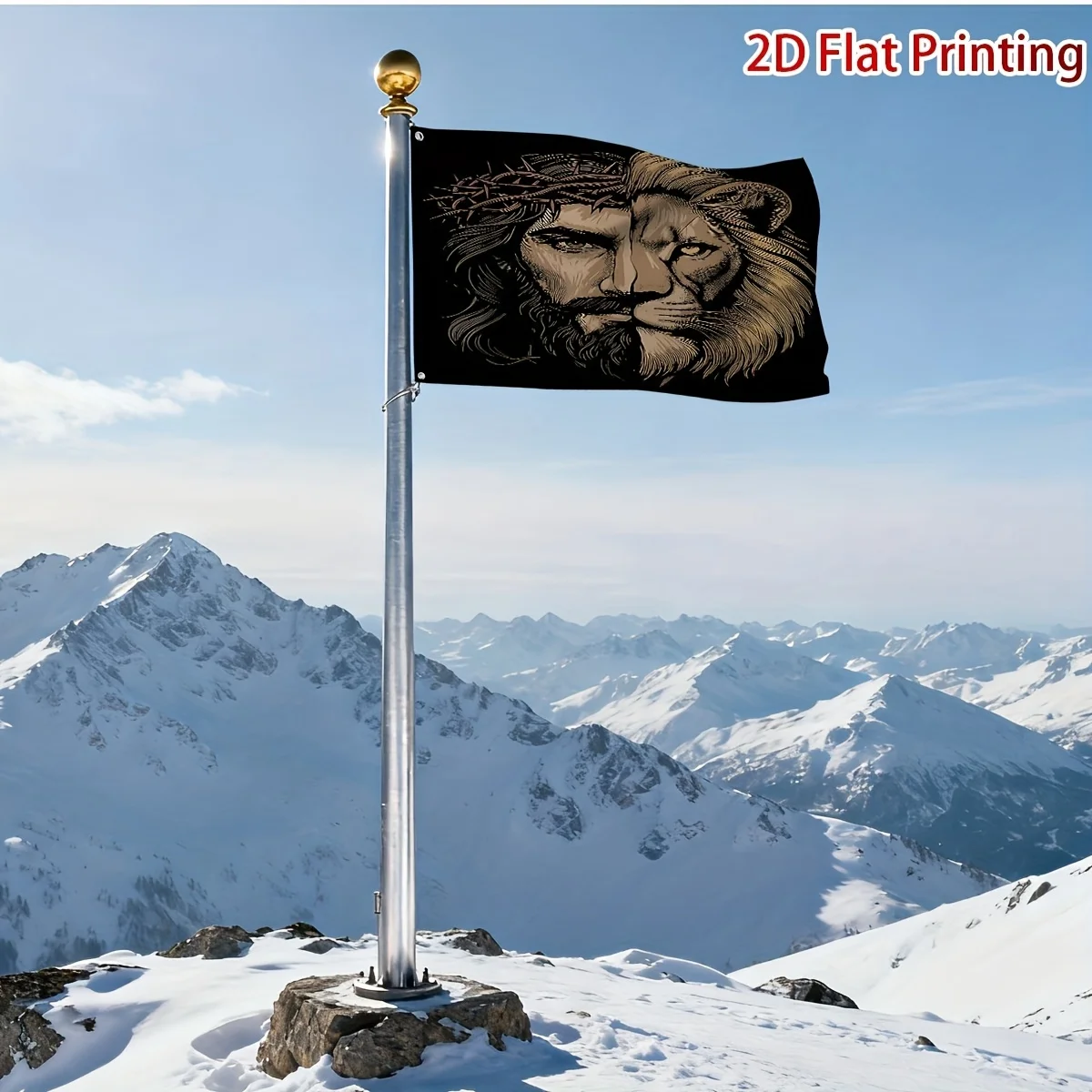 Lion Flag Material Polyester Flag Head with Stitched Edges and Two Grommets Suitable for Winter Decoration