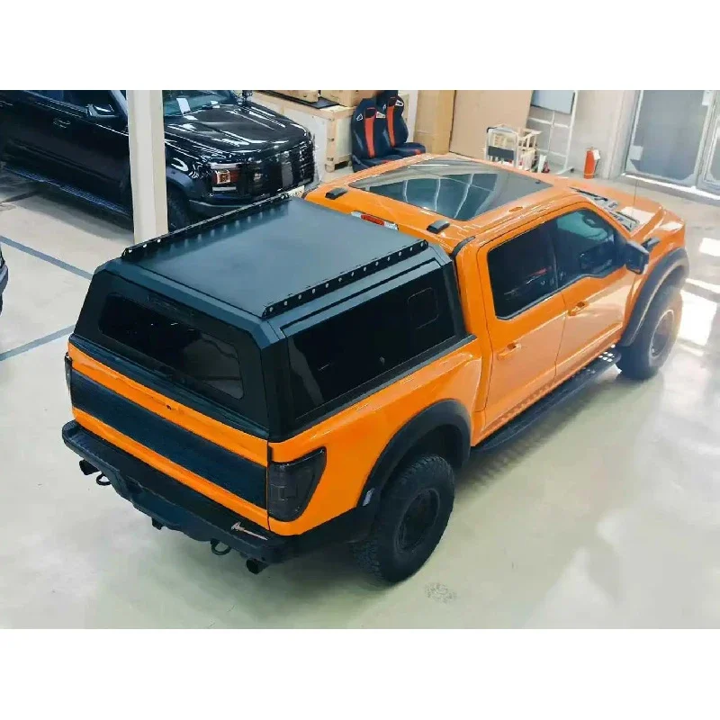 KQX High Quality Modular Aluminum Profile 3-Door Full Glass High Rise Pickup Tonneau Cover 3C Certified Tempered Smoke Grey Glas