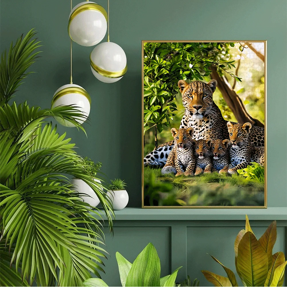 Leopard Cub 1000 stuks groot puzzelspeelgoed, spel voor volwassenen, cadeau voor familie, interactief leuk, doe-het-zelf-huisdecoratie, hersenuitdaging - perfect