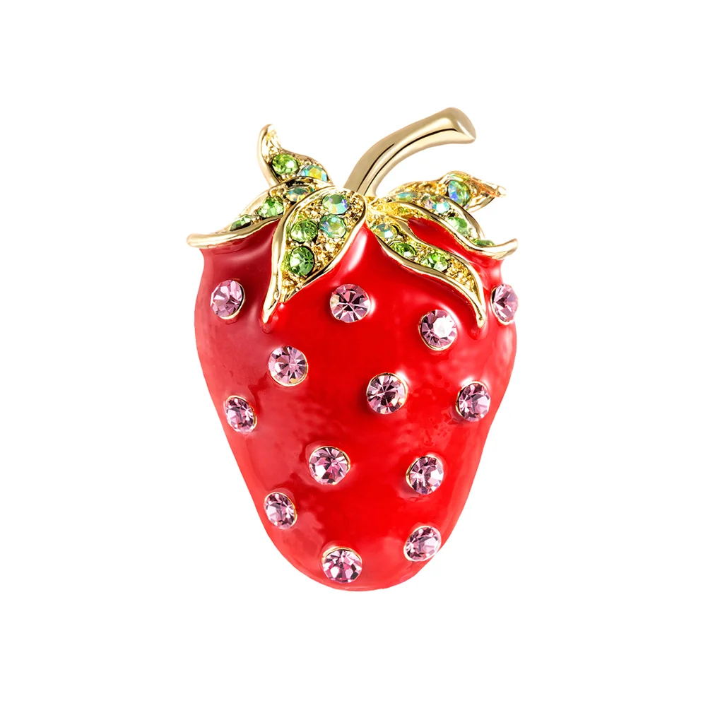 Chic Sweet Strawberry Design Brooch Trendy Style Fashionable Matte Brooch Daisy Brooch Strawberry Brooch