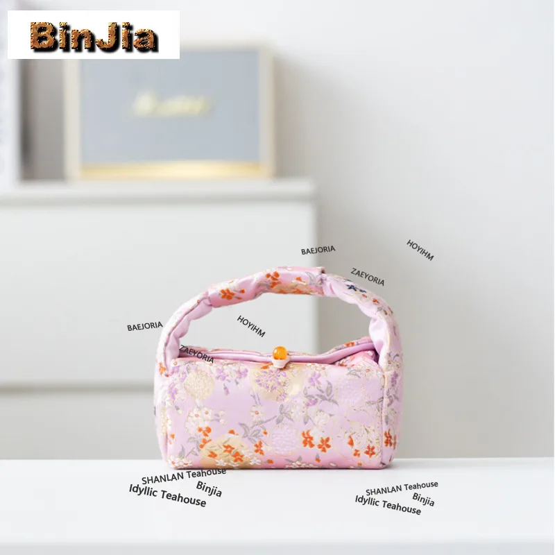 BAEJORIA Pink Travel Tea Set Kit Japanese 1 Pot 3 Cups Tea Maker Organizer Portable Camping Stock Bags Drinkware Supplies Gifts