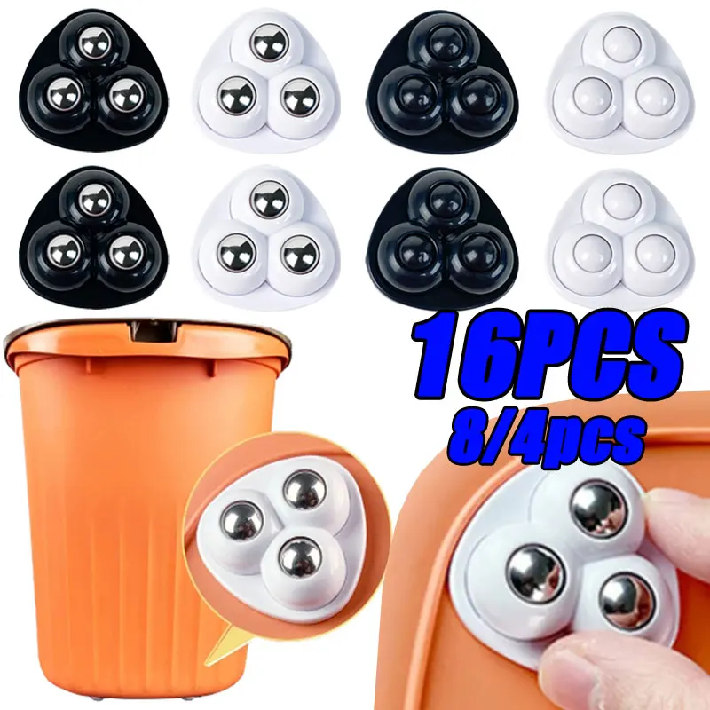 

16/4PCS Self Adhesive Swivel Caster Wheels 360 Degree Free Rotation Small Wheels No Noise for Trash Can Bottom Kitchen