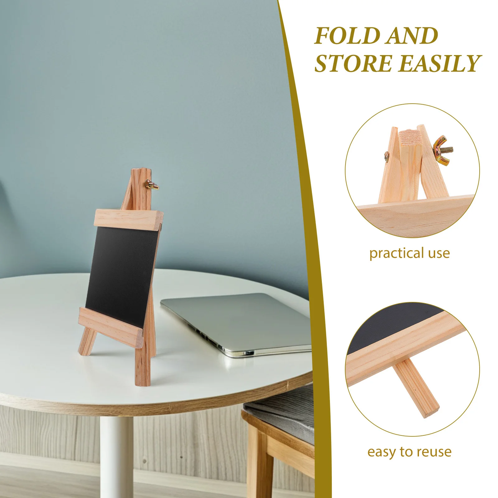 3 قطع لوحة مذكرة خشبية مقاس 9 × 5 بوصة سبورة قابلة للمسح مع حامل لقائمة أسبوعية لحدث سوق المقهى #3