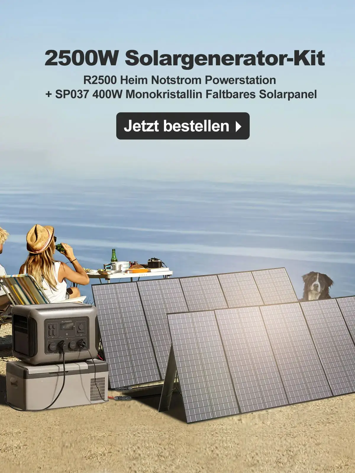 ALLPOWERS Solar Generator S2000 Pro with 400W Solar Panel, 4 x 2400W AC Outlets, 2400W Portable Power Station for Home Backup RV