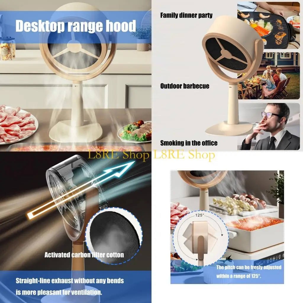 L8RE Miniature Portable Hood com velocidades vento ajustável ventilador exaustão da área trabalho