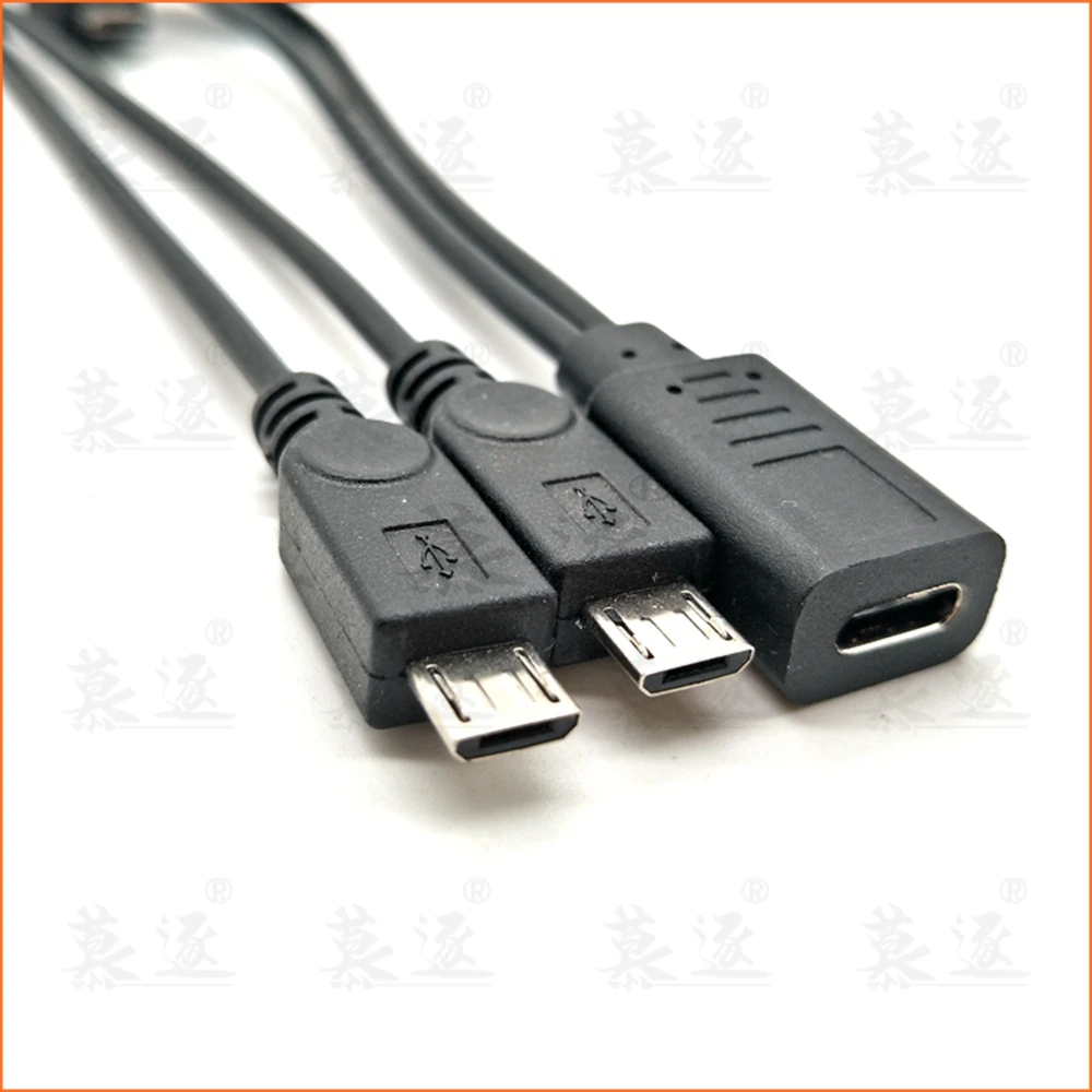 

Hot Type-C to Type-C&Micro 5P Female to 2 Male Y Splitter Charging Extension Cable