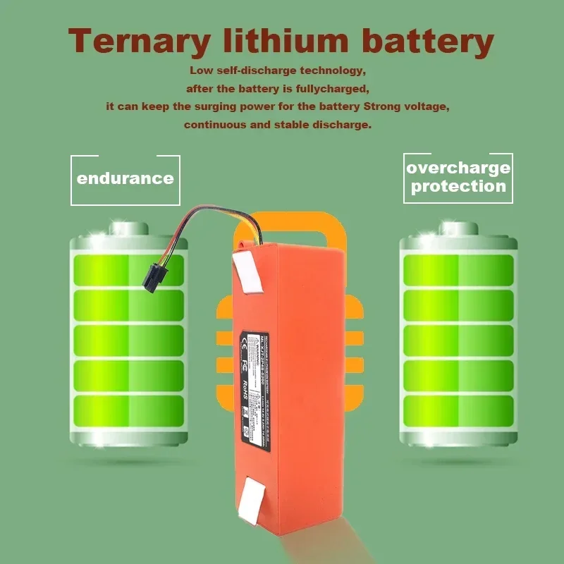 9 Original Replacement Battery BRR-2P4S-5200D for XIAOMI 1S 1ST Roborock SDJQR01RR Sweeping Mopping Robot Vacuum Cleaner 6500mAh image 4