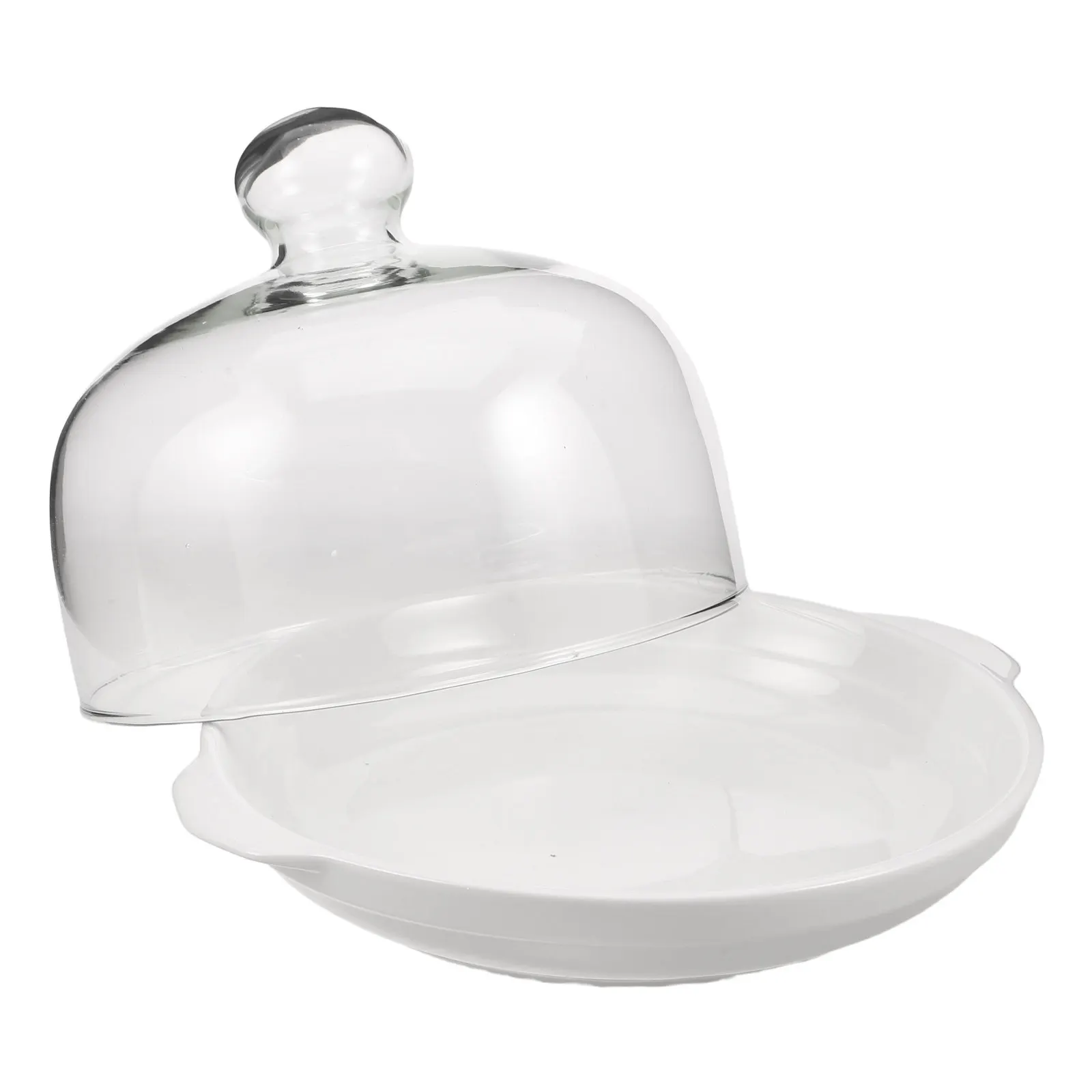 

1 Set Ceramic Cake Stand Microwave Splatter Cover Glass Dome Clear Insulated Food Lid Heat Resistant Splash Proof Food Heating