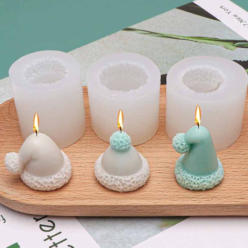 Niedliche Mini-Weihnachtsmütze, Silikonform, Weihnachten, Duftkerze, Gips, Handwerk, Ton, Epoxidharz, Herstellungswerkzeug, DIY, Schokoladenkuchen-Backform