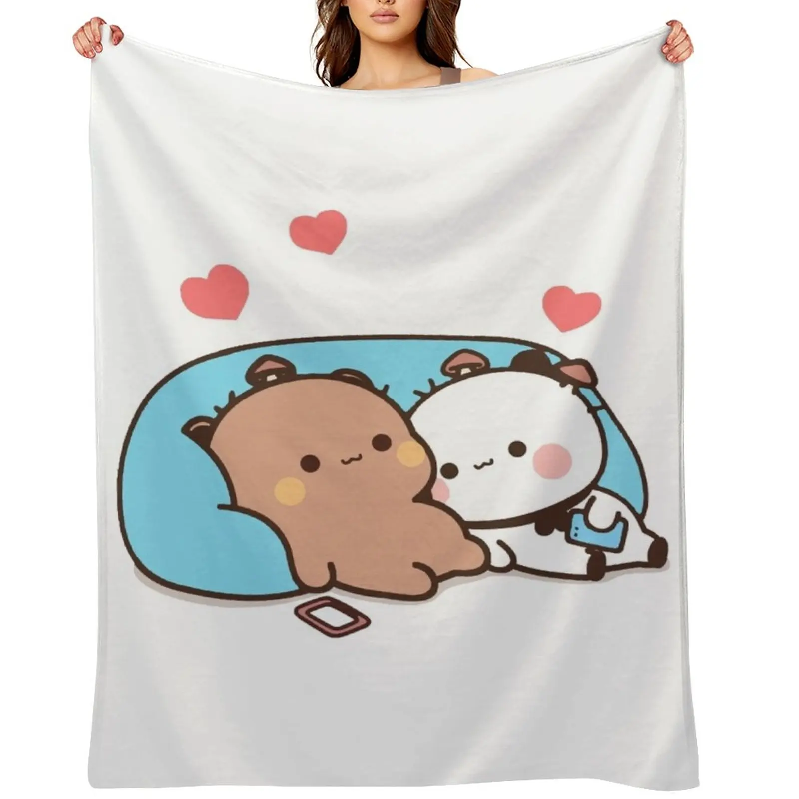 

bear and panda bubu dudu balloon Throw Blanket Summer Kid'S valentine gift ideas Nap Blankets