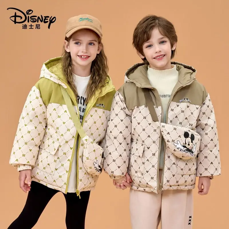 Disney kawaii Mickey Minnie anime peripheral cute children's down jacket winter warm and thickened creative reversible coat gift