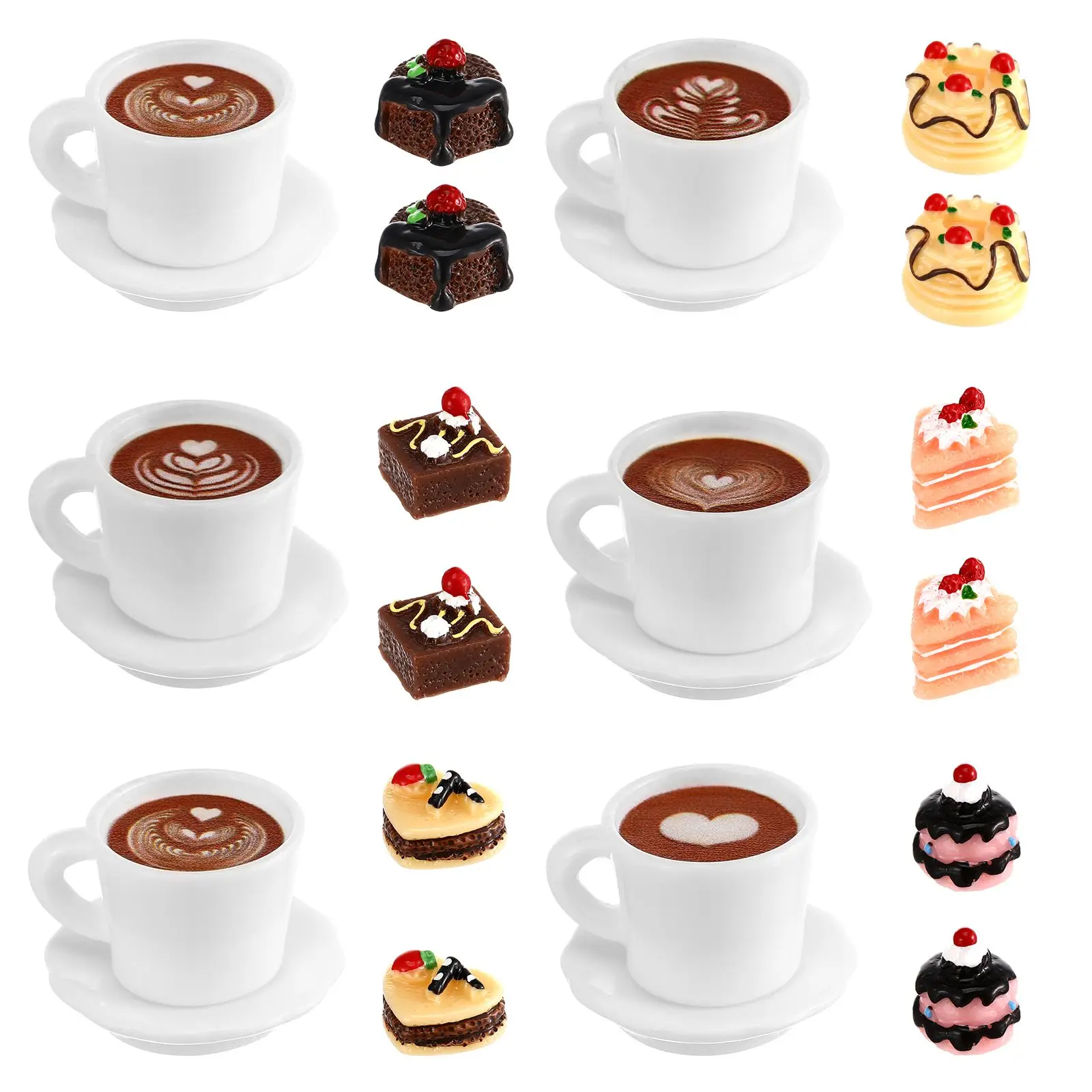 

Food and Play Cake Decorations Realistic Artificial Mixed Dollhouse Fake Miniature Cakes Resin Pastries Faux Slice