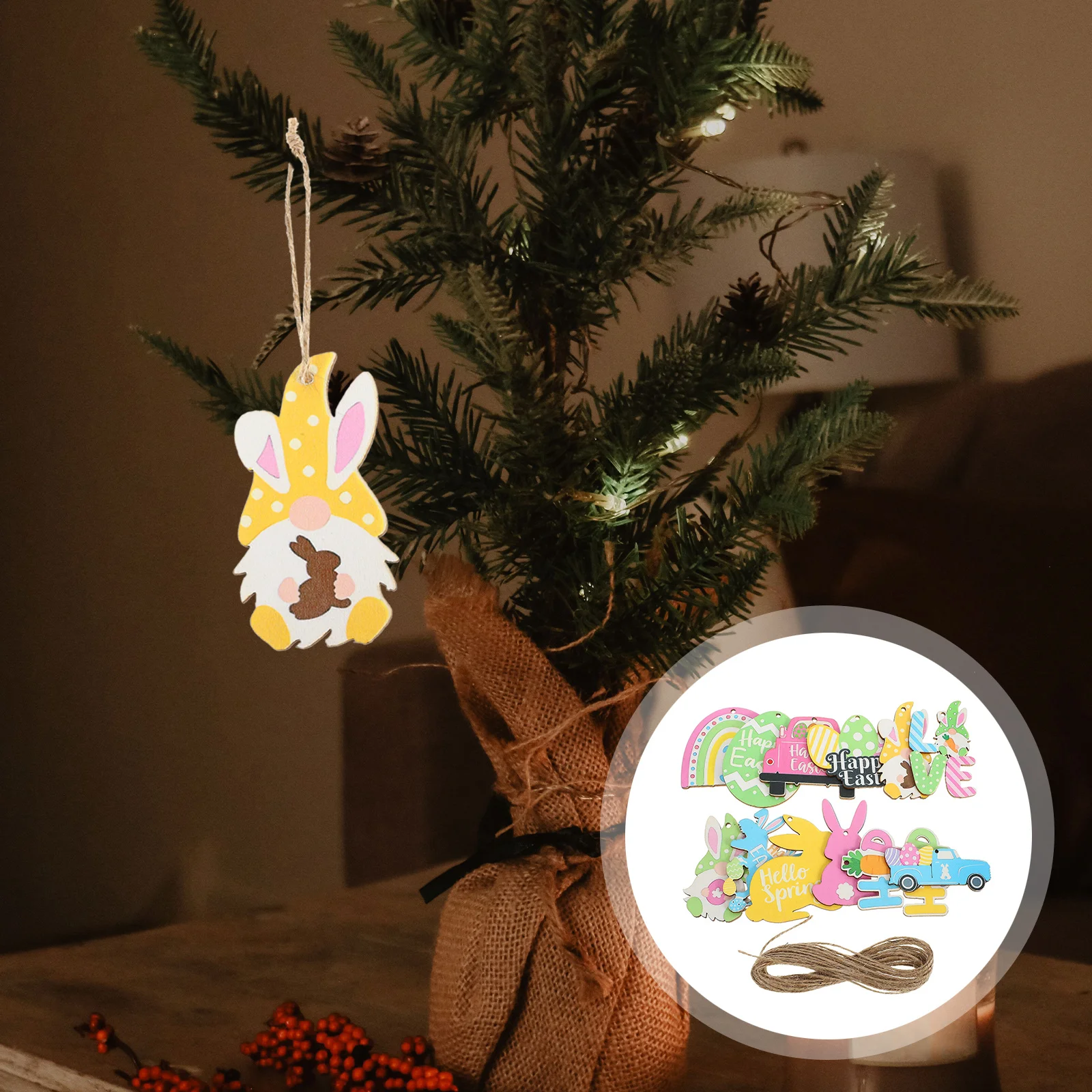 

24Pcs Easter Wooden Hanging Ornaments Traditional Spring Festival Decoration Easter Party Supplies Festival Hanging Crafts