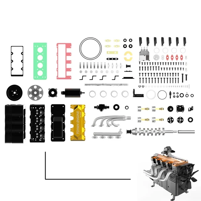 TOYAN FS L400BGC Engine Model Kit Metal Working Inline Four Stroke Four Cylinder Engine DIY Assembly Toy