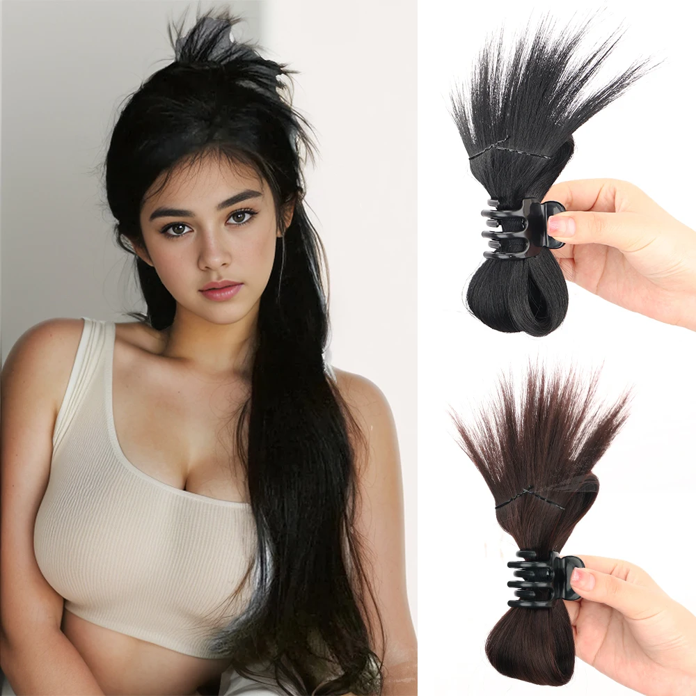 

Synthetic Messy Bun Hair Piece Claw Clip Bowknot Feather Shuttlecock Hair Clip On Ponytail Extensions Hair Accessories for Women