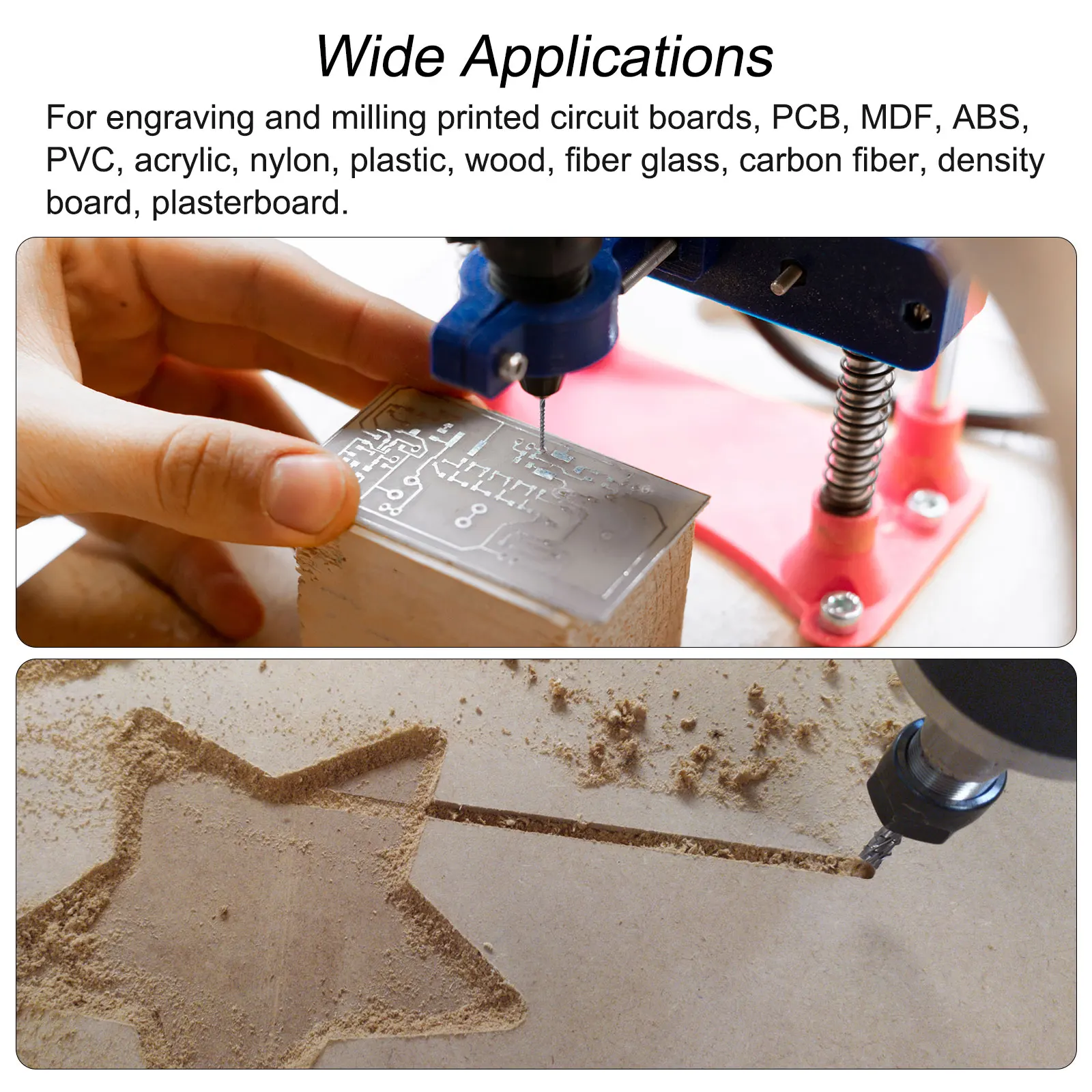 Punta per fresa per mano sinistra in carburo rivestito con gambo da 1/8" 1 mm x 7 mm, 5 pezzi