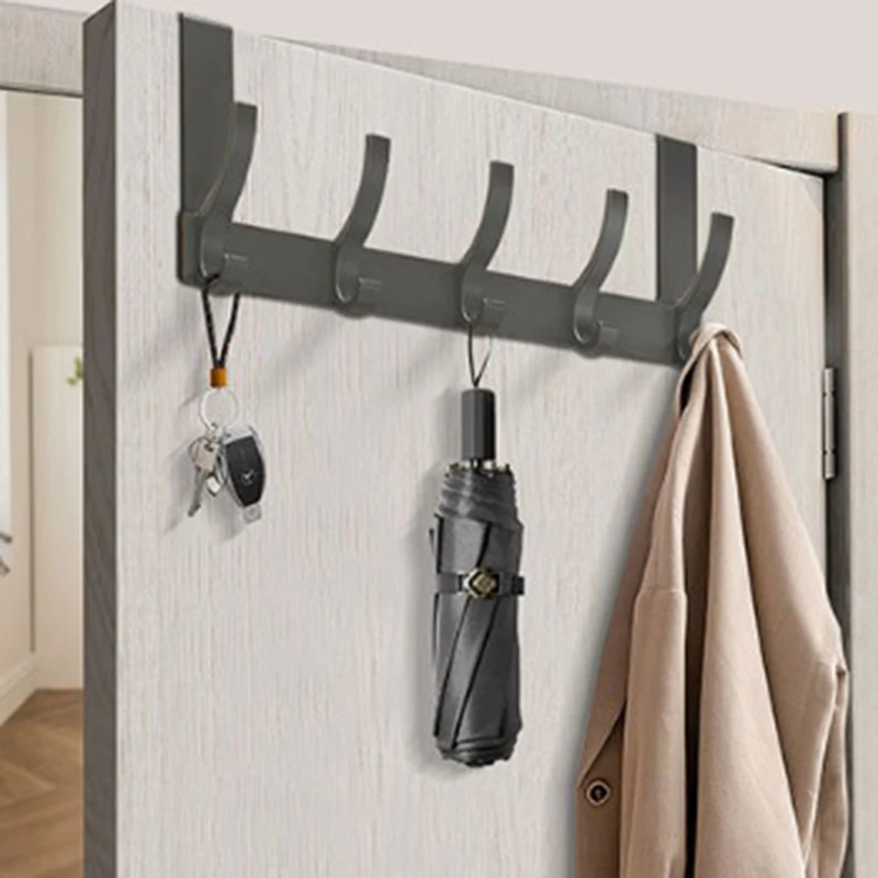 

2Piece Over The Door Hooks Hanger With Extended Arms Bathroom Accessories And Towel Rack Organization Black