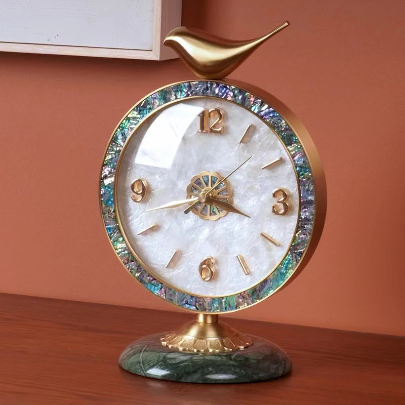 Happy Eyebrows Bird Seat Clock Decoration Simple Shell Clock Diameter 19 High 28 Base 13cm Home Decoration Accessories
