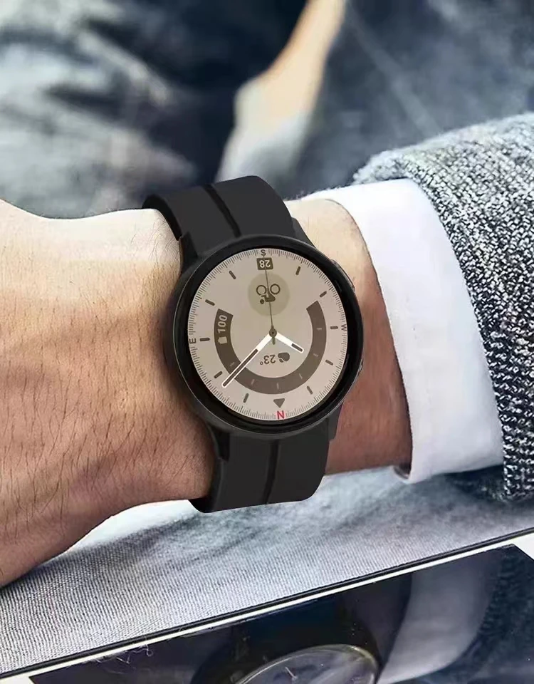 สายซิลิโคนสำหรับ Samsung Galaxy Watch 47 6 5 4 40มม. 44มม. 45มม. สายรัดข้อมือโค้งไร้รอยต่อสำหรับนาฬิกา6 4คลาสสิก47มม. 46มม. 42มม.