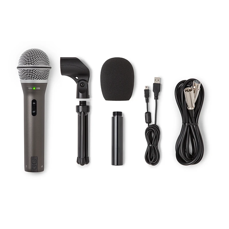 Samson Q2U Professional Handheld Dynamic USB Microphone with Built-in Sound Card and USB I/O High Quality for Audio Book Dubbing