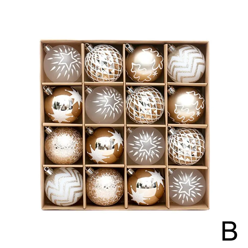 16 Champagne Gold And White Christmas Balls Christmas Decorations Christmas Tree Decorations Home Party Pendants Ball J9f1