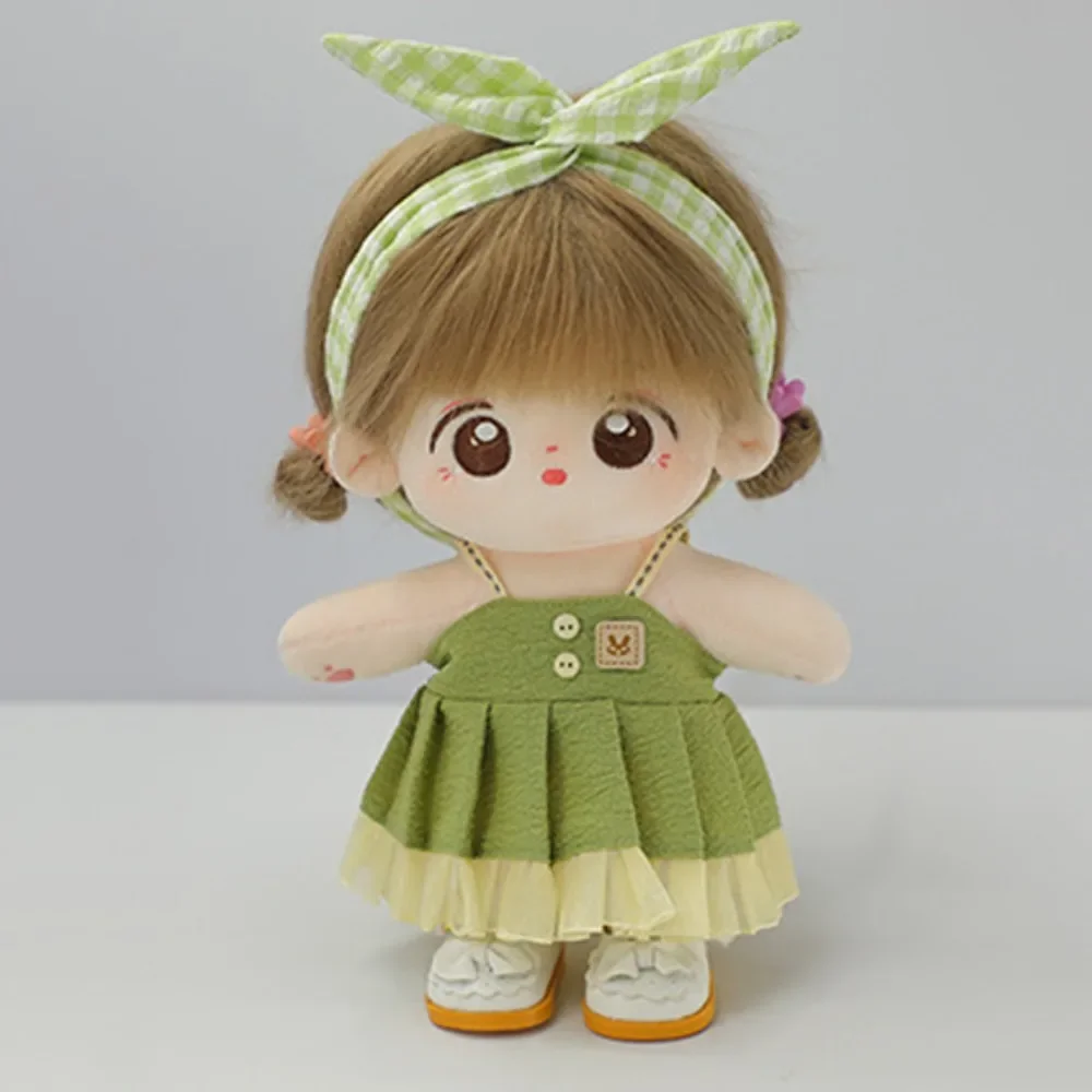 

Strap Dress 20cm Cotton Doll Clothes Skirt Bow Hair Band Cotton Doll's Dress Outfit Mini Plush Doll Clothes Doll Accessories