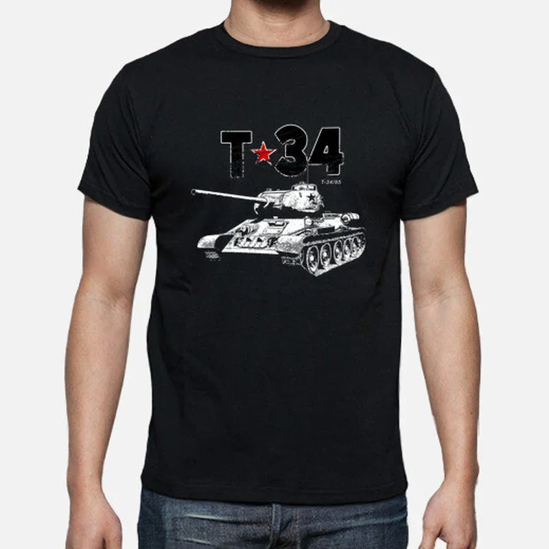 T-34 Tank Soviet Union War  Men T-Shirt Short Sleeve Casual 100% Cotton O-Neck Summer Mens T Shirts