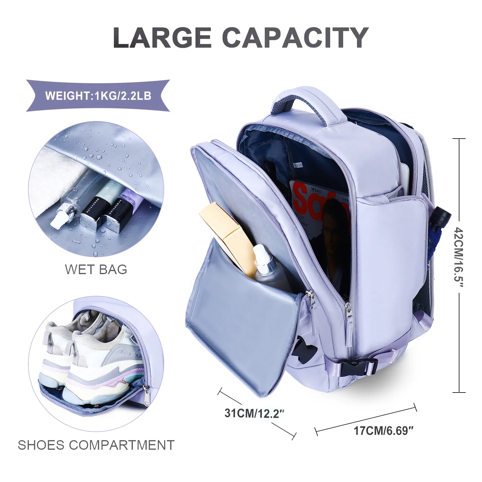 Women Travel Backpack Airplane Large Capacity Multi-Function Luggage Lightweight Waterproof Women\'s Casual Bag Notebook Bagpacks