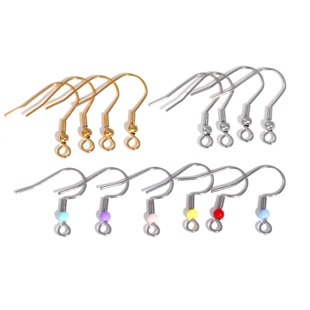 

50pcs Stainless Steel Earrings Clasps Hooks Fittings DIY Jewelry Making Colorful Beads Hook Earwire Jewelry Making Supplies