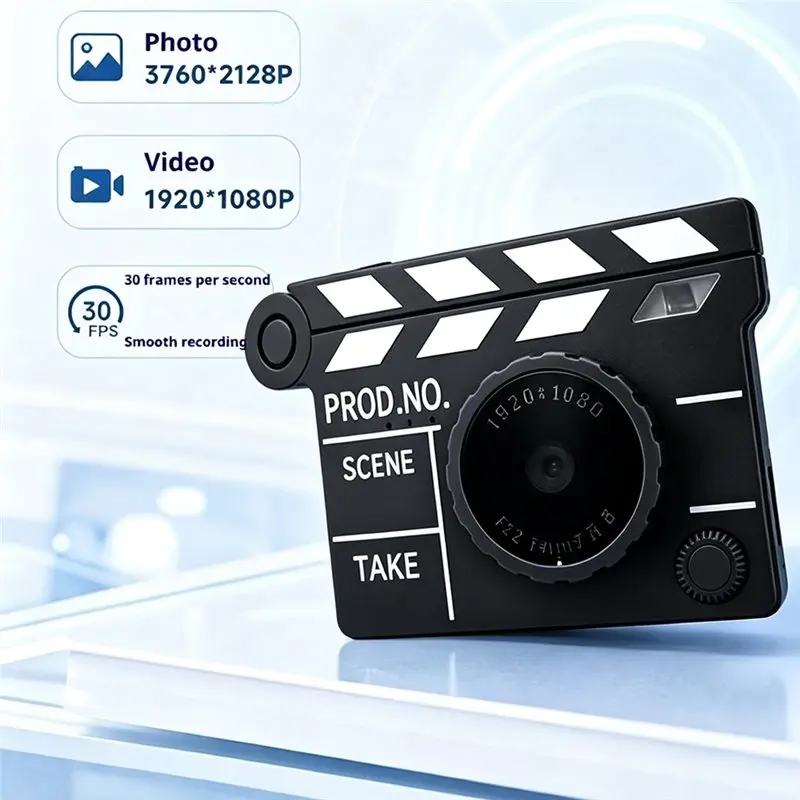 ABZZ-Cinema Shooting Thumb Camera 1080P, 12 Filters, Flash, Shaped Backpack Charm, Capable For Students Photo